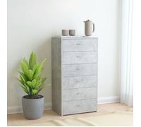 vidaXL Buffet avec 6 tiroirs Gris béton 50x34x96 cm Aggloméré