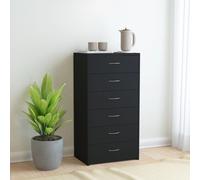 Buffet avec 6 tiroirs Noir 50x34x96 cm Bois d ingénierie