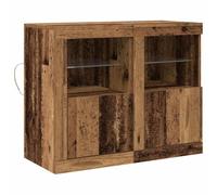 vidaXL Buffet avec des lumières LED en Bois Vieilli, Meuble de Rangement Rustique pour Le Salon ou Le Couloir, unité Murale, étagères de Garage, Style Moderne et Contemporain, éclairage Minimaliste