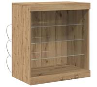 vidaXL Buffet avec des lumières LED en chêne, Meuble de Rangement stylé | 3 étagères en Verre idéales pour Ranger ta Salle à Manger ou Ton Salon, Design Moderne, Costaud et Pratique