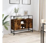 vidaXL Buffet avec Dessus en Verre chêne fumé Bois d'ingénierie, Meuble de Rangement, Meuble de Rangement de Cuisine, Meuble de Rangement de Salon
