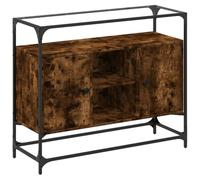 vidaXL Buffet avec Dessus en Verre chêne fumé Bois d'ingénierie, Meuble de Rangement, Meuble de Rangement de Cuisine, Meuble de Rangement de Salon