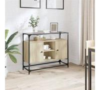 Vidaxl Buffet Avec Dessus En Verre Chêne Sonoma Bois D'ingénierie Marron