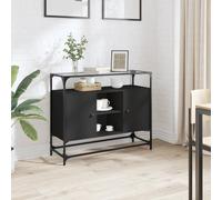 vidaXL Buffet avec dessus en verre noir 98x35x81 cm bois d'ingénierie