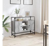 vidaXL Buffet avec dessus en verre sonoma gris bois d'ingénierie, meuble de rangement, meuble de rangement de cuisine, 846072