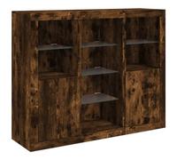 vidaXL Buffet avec éclairage LED 3 pièces en chêne fumé