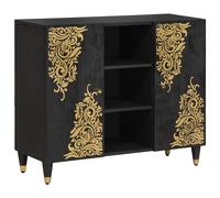 vidaXL Buffet avec étagère Noir 90 x 33 x 75 cm Bois de mangue massif