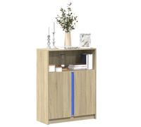 Vidaxl Buffet Avec Led Chêne Sonoma 77x34x100 Cm Bois D'ingénierie Marron