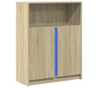 Vidaxl Buffet Avec Led Chêne Sonoma 77x34x100 Cm Bois D'ingénierie Marron