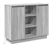 Vidaxl Buffet Avec Led Gris Sonoma 90x32x75 Cm Bois D'ingénierie Gris