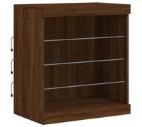 vidaXL Buffet avec Lumières LED, Armoire avec Éclairage, Meuble de Rangement, Organisateur de Salon Salle de Séjour, Moderne, Chêne Marron