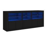 vidaXL Buffet avec Lumières LED, Armoire avec Porte, Meuble de Rangement, Organisateur de Salle de Séjour Intérieur, Moderne, Noir