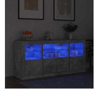 vidaXL Buffet avec Lumières LED, Armoire avec Porte, Meuble de Rangement, Organisateur de Salle de Séjour Intérieur, Moderne, Gris Béton