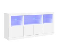 vidaXL Buffet avec Lumières LED, Armoire avec Porte, Meuble de Rangement, Organisateur de Salle de Séjour Intérieur, Moderne, Blanc