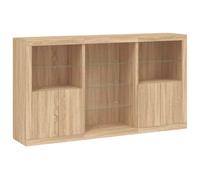 vidaXL Buffet avec Lumières LED, Armoire avec Porte, Meuble de Rangement, Organisateur de Salon Entrée Salle de Séjour, Moderne, Chêne Sonoma