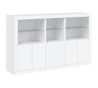 vidaXL Buffet avec Lumières LED, Armoire avec Porte, Meuble de Rangement, Organisateur de Salon Entrée Salle de Séjour, Moderne, Blanc