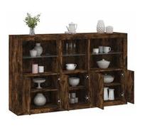 vidaXL Buffet avec Lumières LED, Armoire avec Porte, Meuble de Rangement, Organisateur de Salon Entrée Salle de Séjour, 3209146 Marron G