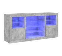 Vidaxl Buffet Avec Lumières Led Gris Béton 142,5x37x67 Cm Multicolore