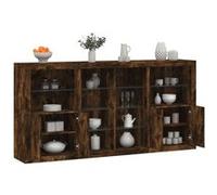 Vidaxl Buffet Avec Lumières Led Chêne Fumé 202x37x100 Cm