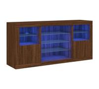 vidaXL Buffet avec Lumières LED, Armoire avec Porte, Meuble de Rangement, Organisateur de Salon Entrée Salle de Séjour, Moderne, Chêne Marron