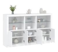 vidaXL Buffet moderne avec lumières LED – Armoire avec porte, Meuble de rangement, Blanc