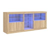 vidaXL Buffet avec Lumières LED, Armoire avec Porte, Meuble de Rangement, Organisateur de Salon Salle de Séjour Maison, Moderne, Chêne Sonoma