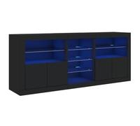 vidaXL Buffet avec Lumières LED, Armoire avec Porte, Meuble de Rangement, Organisateur de Salon Salle de Séjour Maison, Moderne, Noir