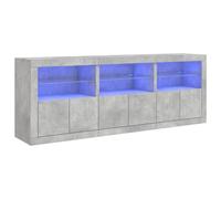 vidaXL Buffet avec Lumières LED, Armoire avec Porte, Meuble de Rangement, Organisateur de Salon Salle de Séjour Maison, Moderne, Gris Béton