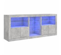 vidaXL Buffet avec Lumières LED, Armoire avec Porte, Meuble de Rangement, Organisateur de Salon Salle de Séjour Maison, Moderne, Gris Béton