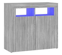 vidaXL Buffet avec Lumières LED Armoire de Rangement Organisateur de Maison Meuble de Salle de Séjour Salon Intérieur Sonoma Gris 80x35x75 cm