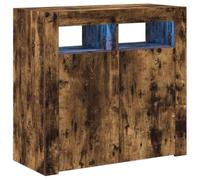 vidaXL Buffet avec Lumières LED Armoire de Rangement Organisateur de Maison Meuble de Salle de Séjour Salon Intérieur Chêne Fumé 80x35x75 cm