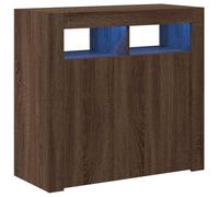 vidaXL Buffet avec Lumières LED Armoire de Rangement Organisateur de Maison Meuble de Salle de Séjour Salon Intérieur Chêne Marron 80x35x75 cm