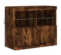 vidaXL Buffet avec Lumières LED, Armoire Latérale de Rangement, Organisateur de Salon Salle de Séjour Maison Intérieur, Moderne, Chêne Fumé