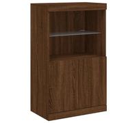 vidaXL Buffet avec Lumières LED, Armoire Latérale de Rangement, Organisateur de Salon Salle de Séjour Maison Intérieur, Moderne, Chêne Marron