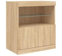 vidaXL Buffet avec Lumières LED, Armoire Latérale de Rangement, Organisateur de Salon Salle de Séjour Maison Intérieur, Moderne, Chêne Sonoma