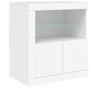 vidaXL Buffet avec Lumières LED, Armoire Latérale de Rangement, Organisateur de Salon Salle de Séjour Maison Intérieur, Moderne, Blanc