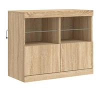 vidaXL Buffet avec Lumières LED, Armoire Latérale de Rangement, Organisateur de Salon Salle de Séjour Maison Intérieur, Moderne, Chêne Sonoma