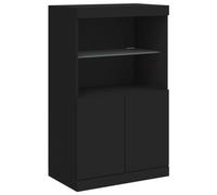 vidaXL Buffet avec Lumières LED, Armoire Latérale de Rangement, Organisateur de Salon Salle de Séjour Maison Intérieur, Moderne, Noir