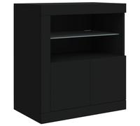 vidaXL Buffet avec Lumières LED, Armoire Latérale de Rangement, Organisateur de Salon Salle de Séjour Maison Intérieur, Moderne, Noir