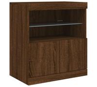 vidaXL Buffet avec Lumières LED, Armoire Latérale de Rangement, Organisateur de Salon Salle de Séjour Maison Intérieur, Moderne, Chêne Marron