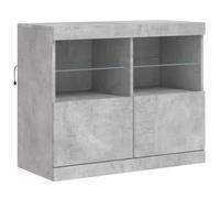 vidaXL Buffet avec Lumières LED, Armoire Latérale de Rangement, Organisateur de Salon Salle de Séjour Maison Intérieur, Moderne, Gris Béton