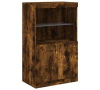 Vidaxl Buffet Avec Lumières Led Chêne Fumé 60,5x37x100 Cm Multicolore