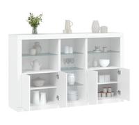 vidaXL Buffet avec Lumières LED, Armoire avec Porte, Meuble de Rangement, Organisateur de Salon Entrée Salle de Séjour, Moderne, Blanc
