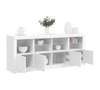 Vidaxl Buffet Avec Lumières Led Blanc 163x37x67 Cm Blanc