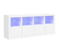 vidaXL Buffet avec lumières LED Blanc 163x37x67 cm, Meuble de Rangement, Meuble de Rangement Cuisine, Meuble de Rangement de Salon, Meuble Buffet