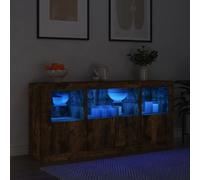 Vidaxl Buffet Avec Lumières Led Chêne Fumé 142,5x37x67 Cm Multicolore