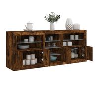 Buffet avec Lumières LED, Armoire avec Porte, Meuble de Rangement, Organisateur de Salon Salle de Séjour Maison, Moderne, Chêne Fumé