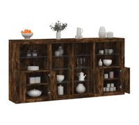 Vidaxl Buffet Avec Lumières Led Chêne Fumé 202x37x100 Cm