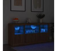 Vidaxl Buffet Avec Lumières Led Chêne Marron 142,5x37x67 Cm Multicolore