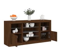 vidaXL Buffet avec Lumières LED, Armoire avec Porte, Meuble de Rangement, Organisateur de Salon Entrée Salle de Séjour, Moderne, Chêne Marron